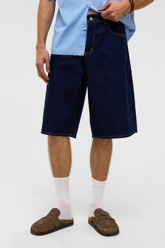 Oversized Denim Bermuda Shorts
