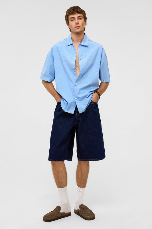 Oversized Denim Bermuda Shorts