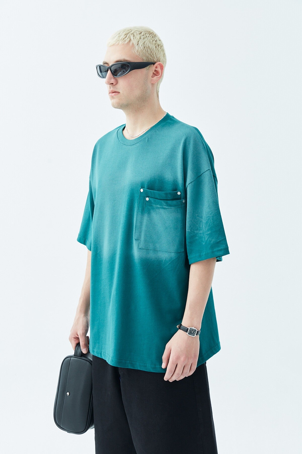 Oversized T-Shirt with Washed Pocket Detail