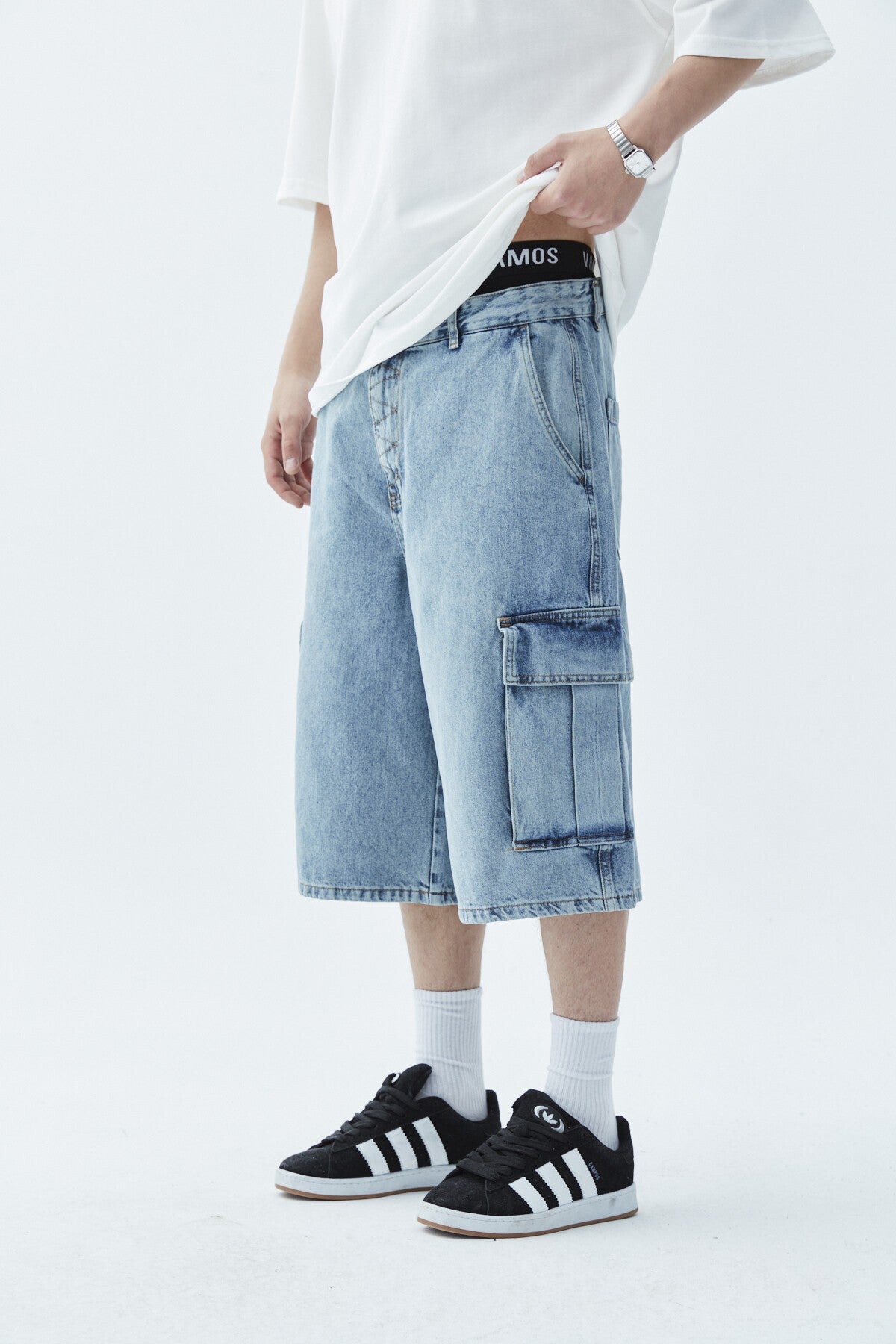 Oversized Denim Bermuda Shorts 40-433