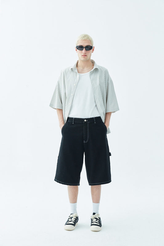 Oversized Denim Bermuda Shorts