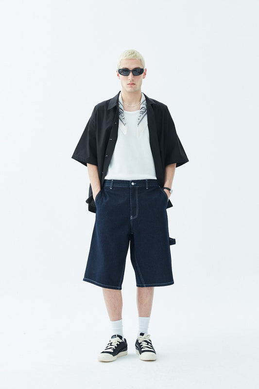Oversized Denim Bermuda Shorts