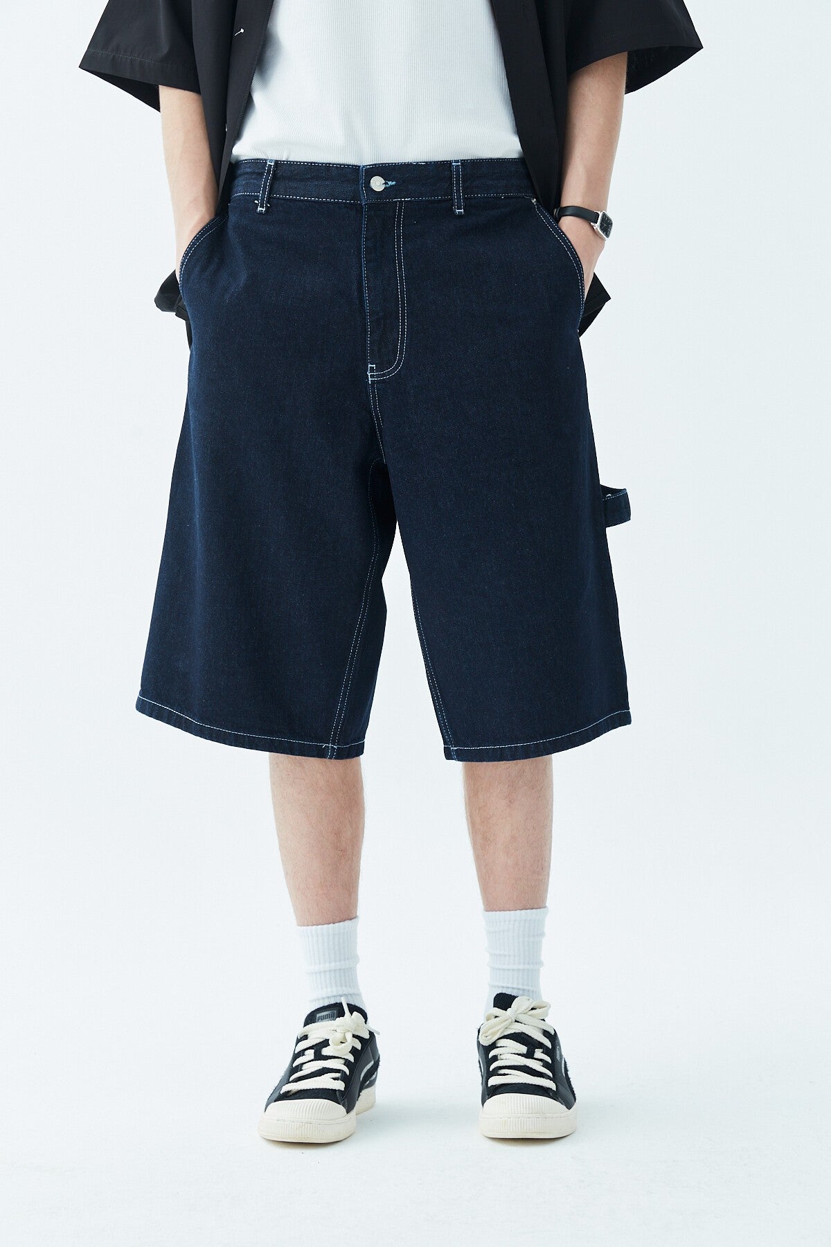 Oversized Denim Bermuda Shorts