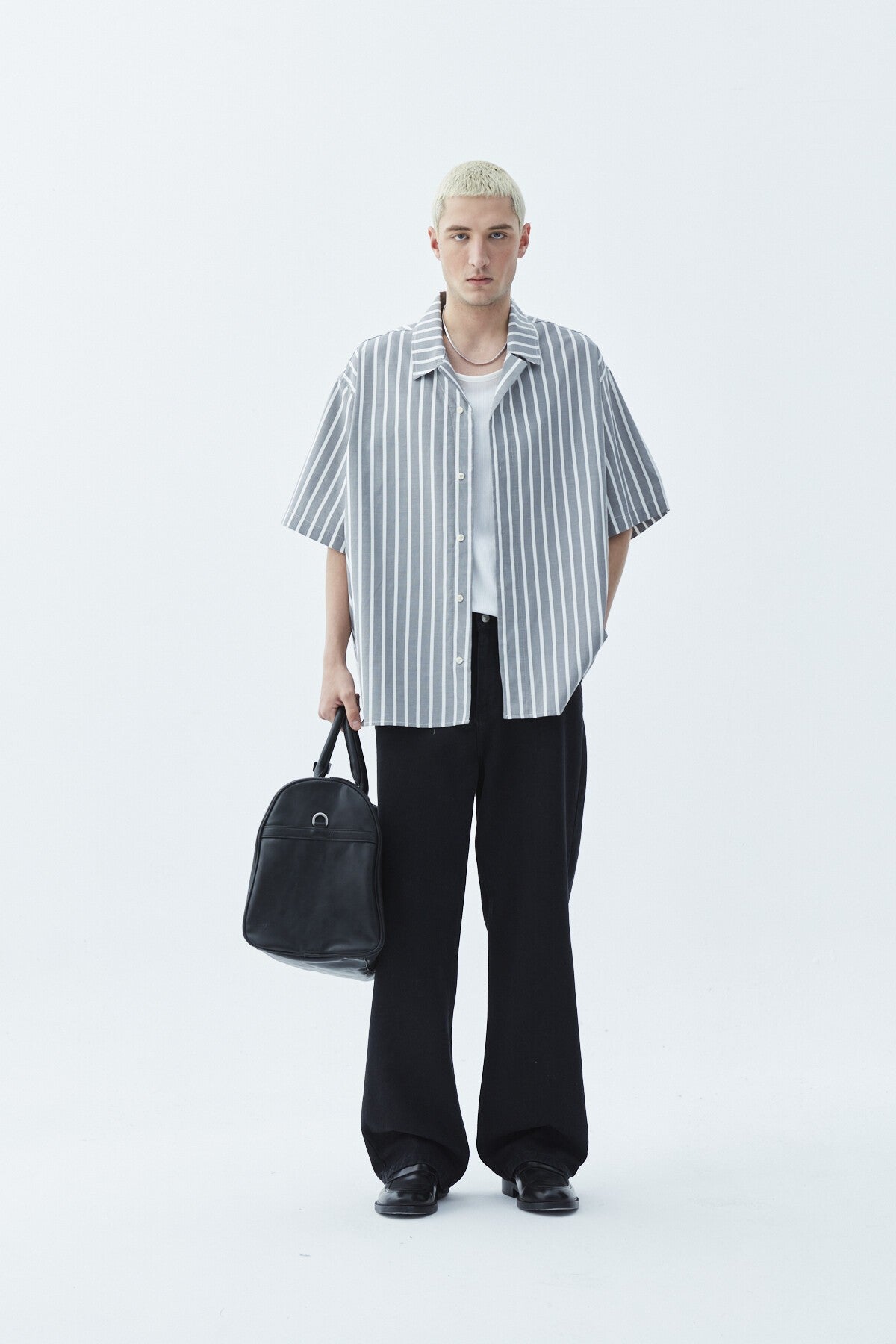 Striped Oversized Short-Sleeve Shirt