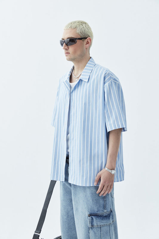 Striped Oversized Short-Sleeve Shirt
