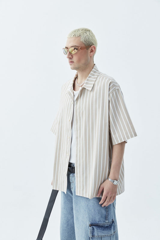 Striped Oversized Short-Sleeve Shirt