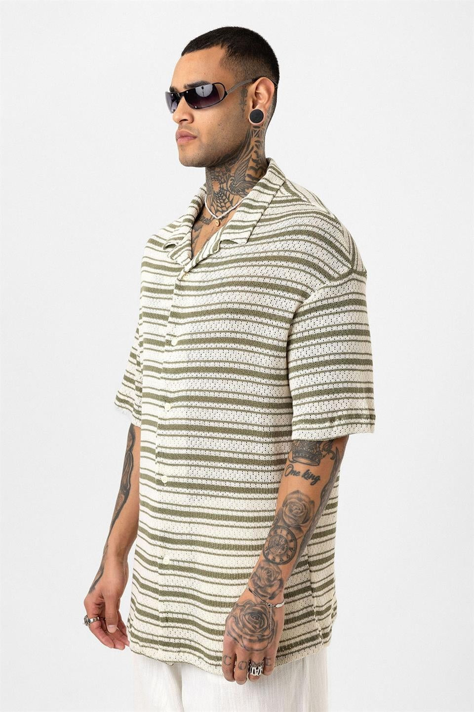 Oversized Striped Knit T-Shirt