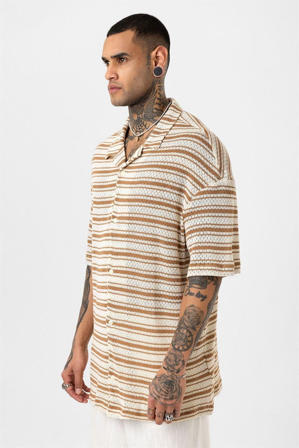 Oversized Striped Knit T-Shirt
