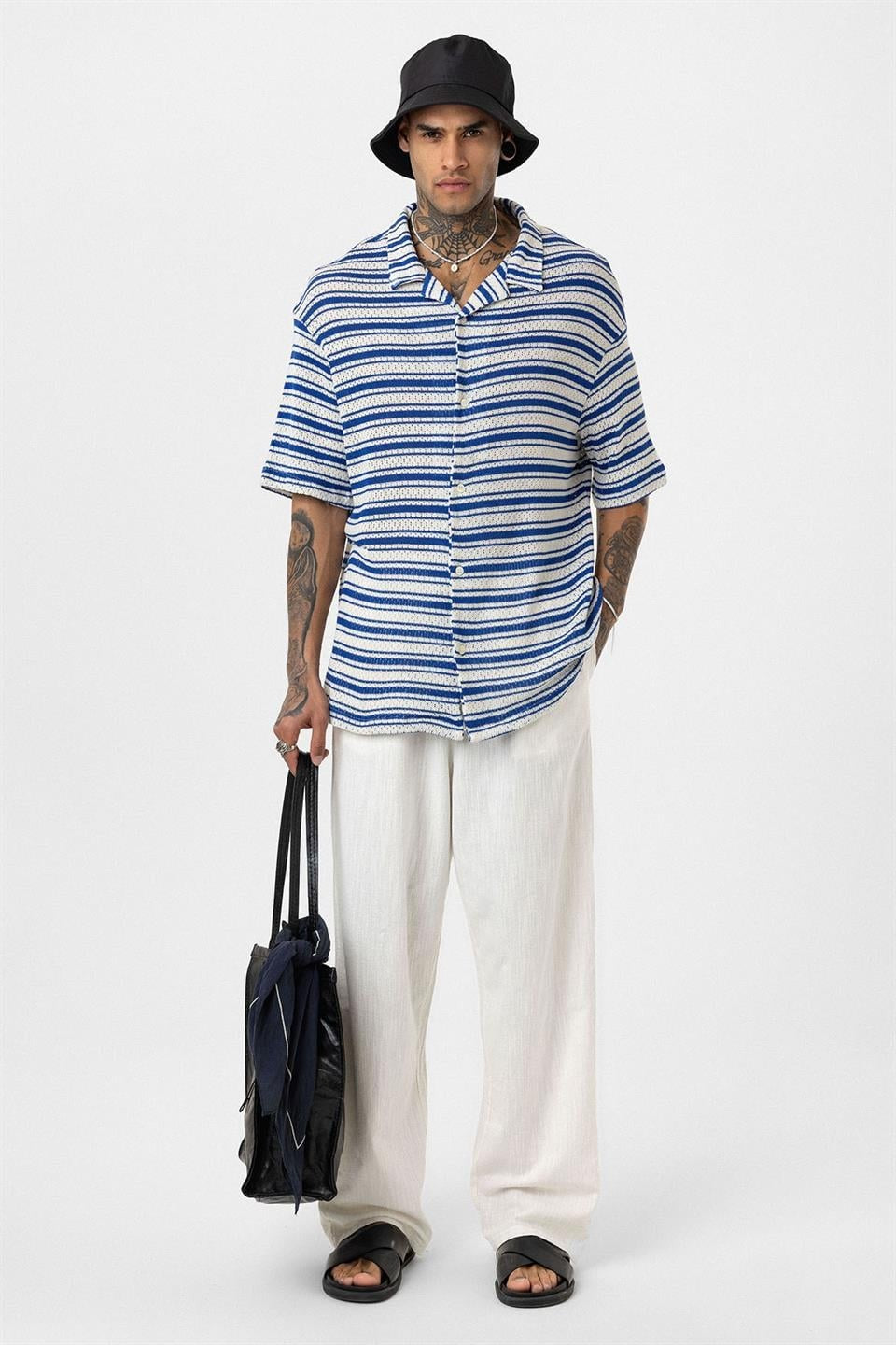 Oversized Striped Knit T-Shirt