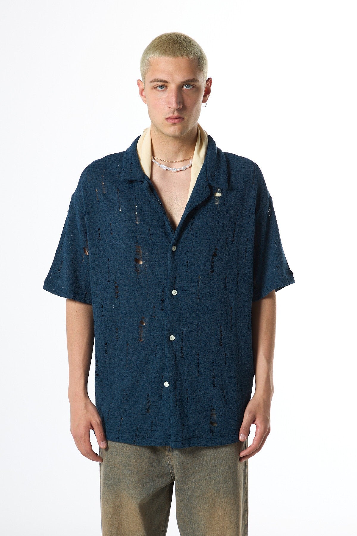 Oversized Knitted Shirt with Holes