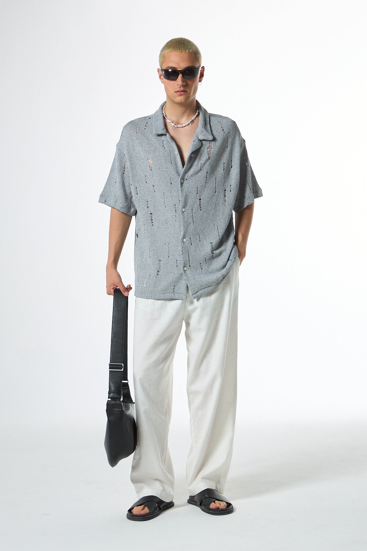 Oversized Knitted Shirt with Holes