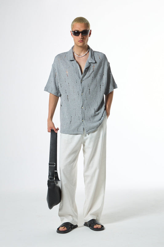 Oversized Knitted Shirt with Holes