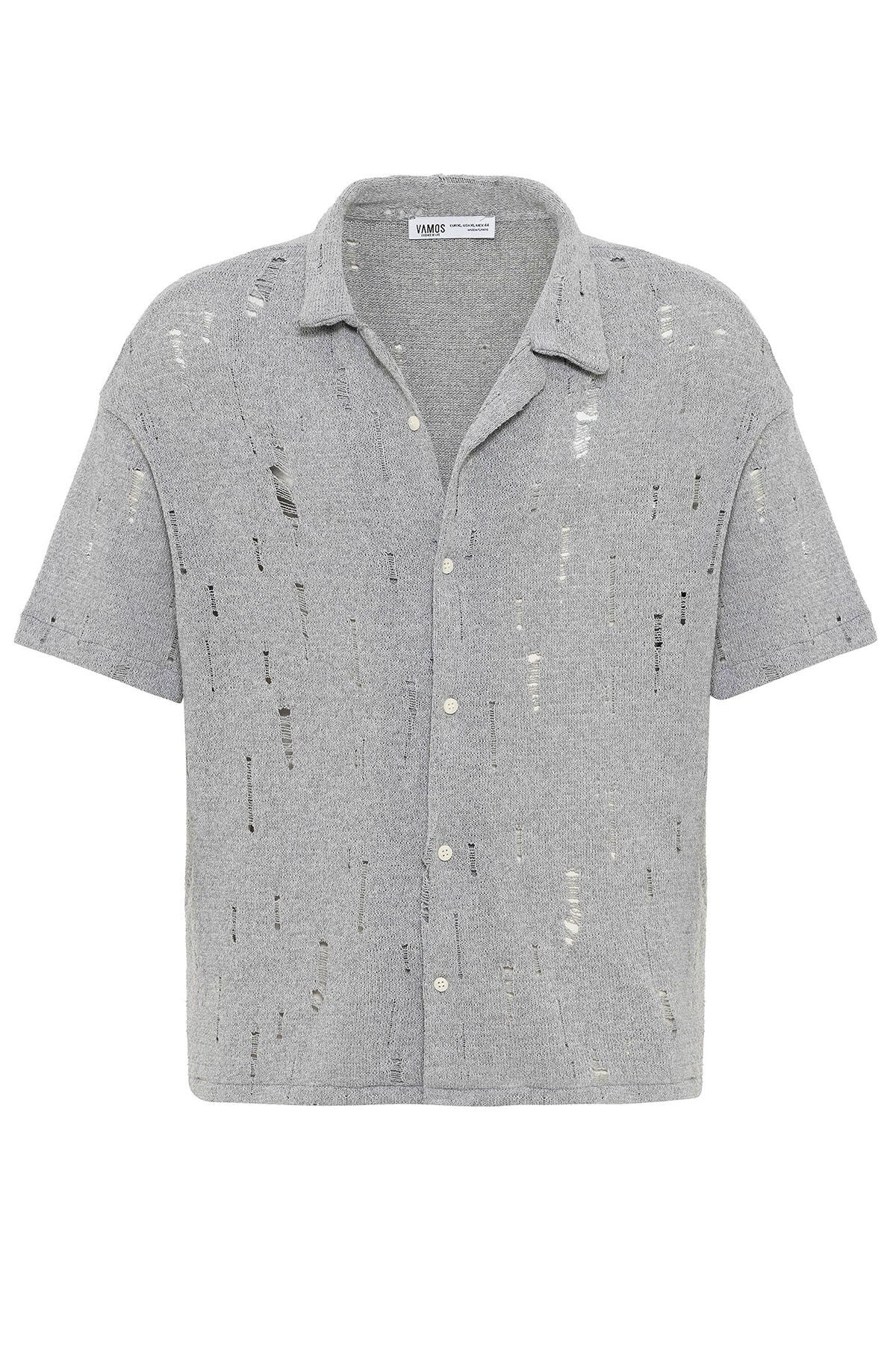 Oversized Knitted Shirt with Holes