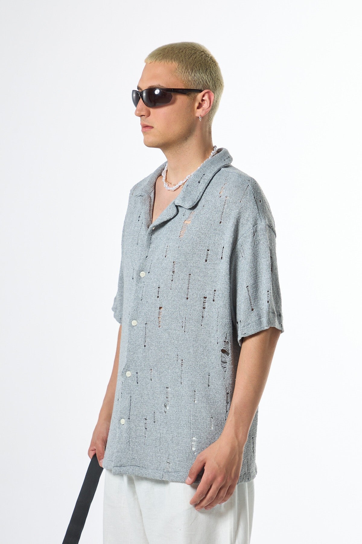 Oversized Knitted Shirt with Holes