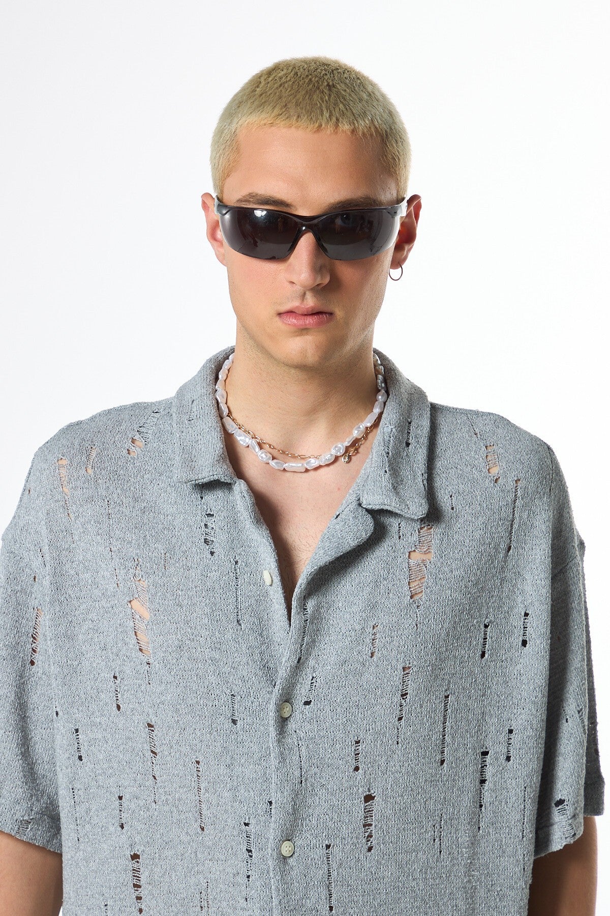 Oversized Knitted Shirt with Holes