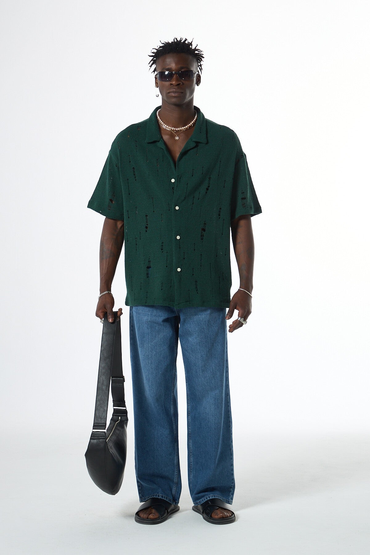 Oversized Knitted Shirt with Holes