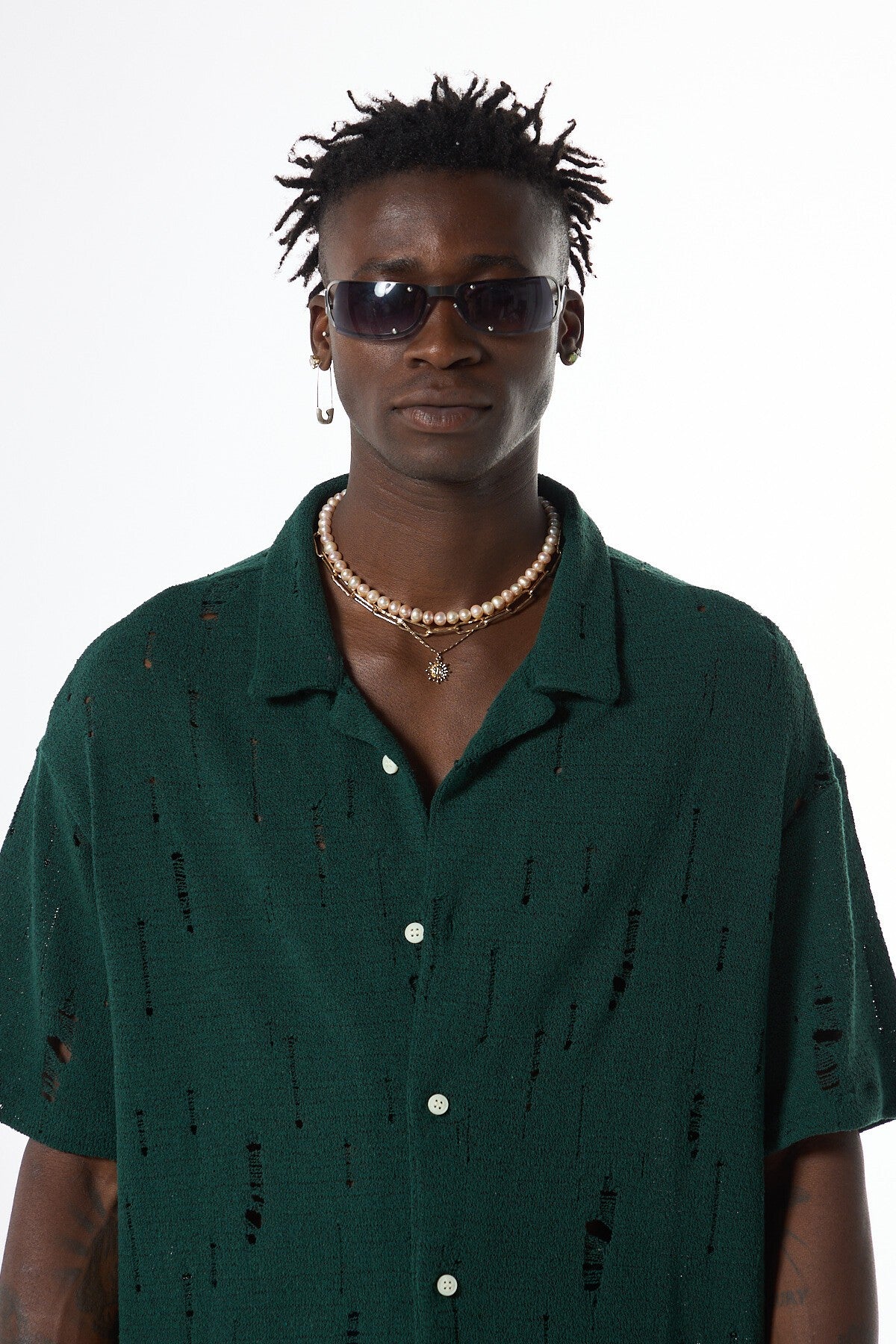 Oversized Knitted Shirt with Holes