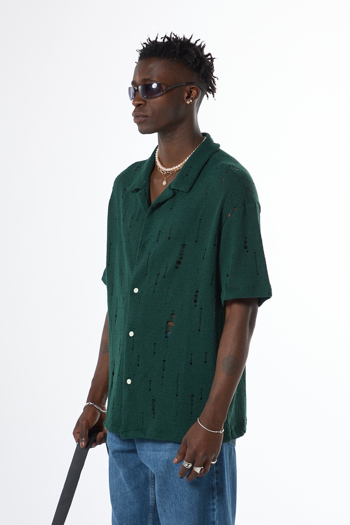 Oversized Knitted Shirt with Holes
