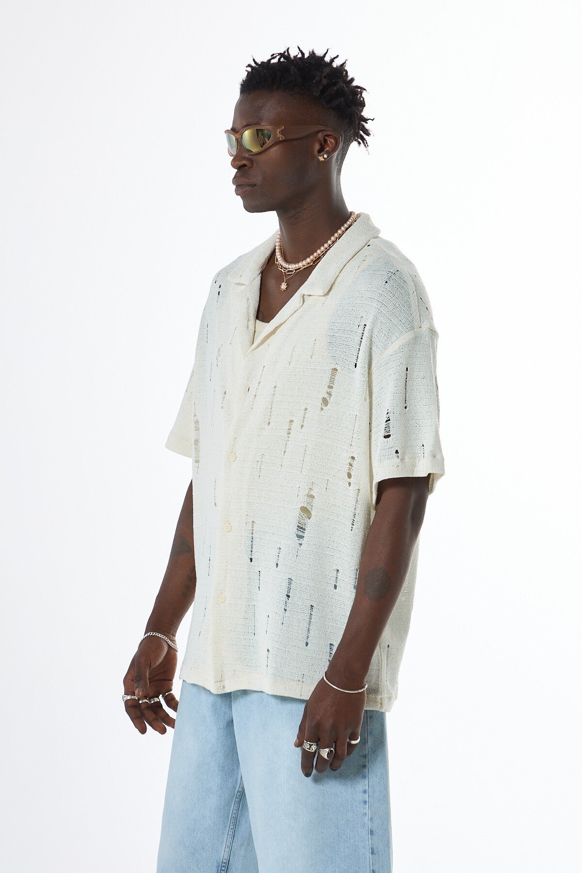 Oversized Knitted Shirt with Holes