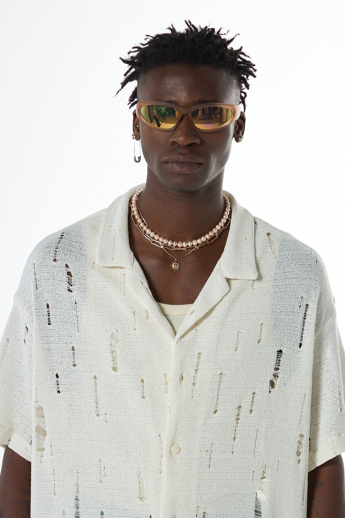 Oversized Knitted Shirt with Holes