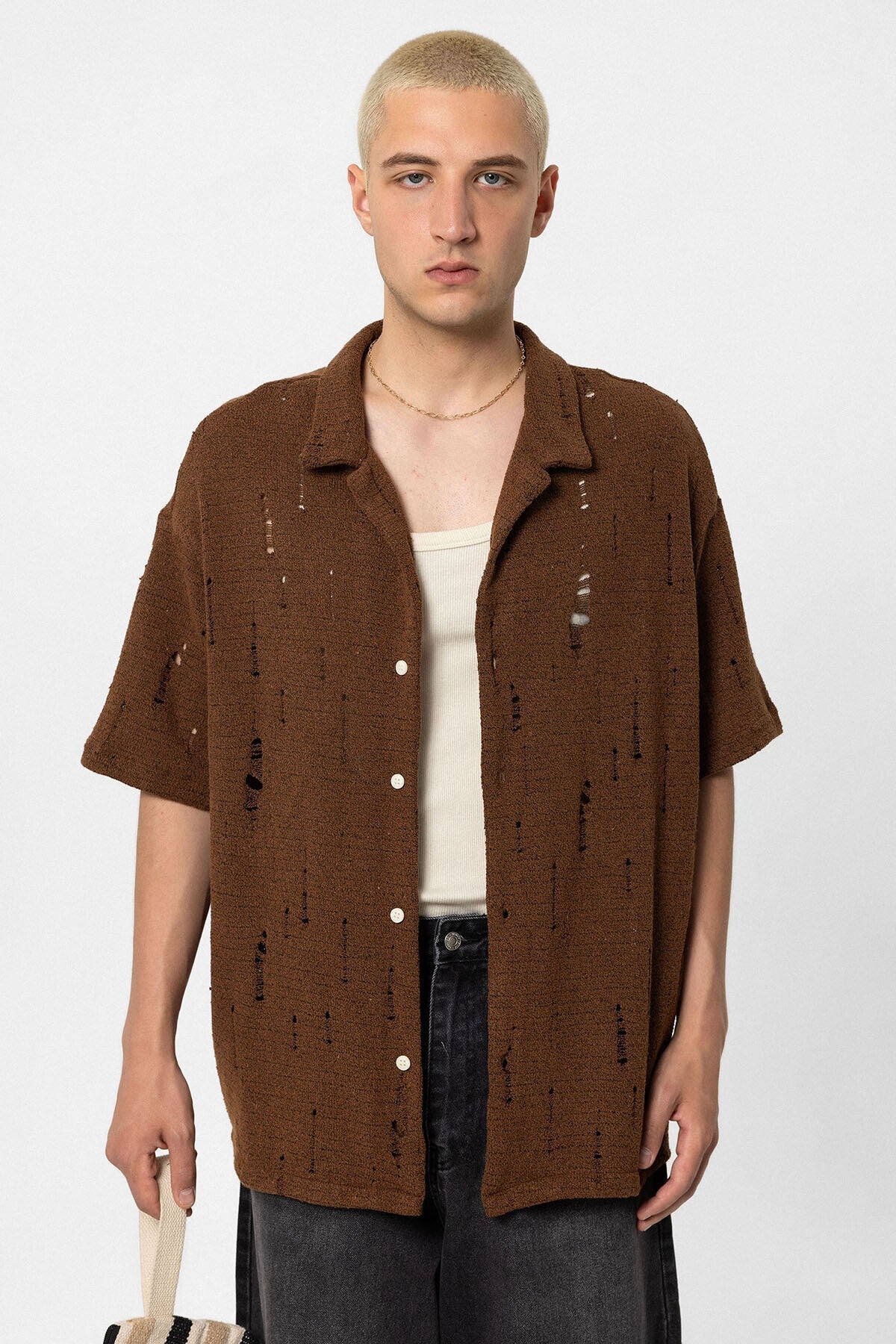 Oversized Knitted Shirt with Holes