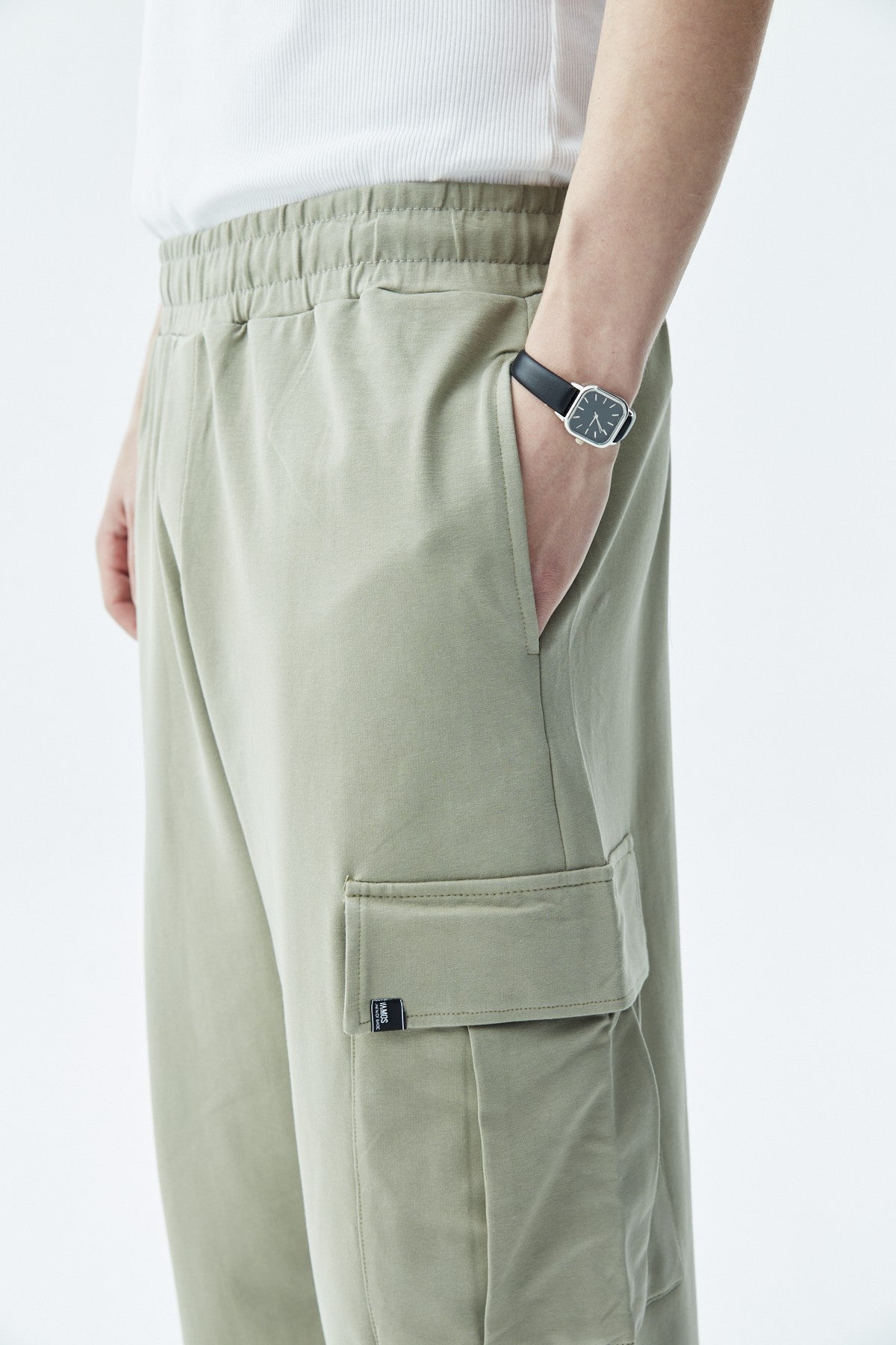 Waistband-Elastic Cargo Baggy Pants