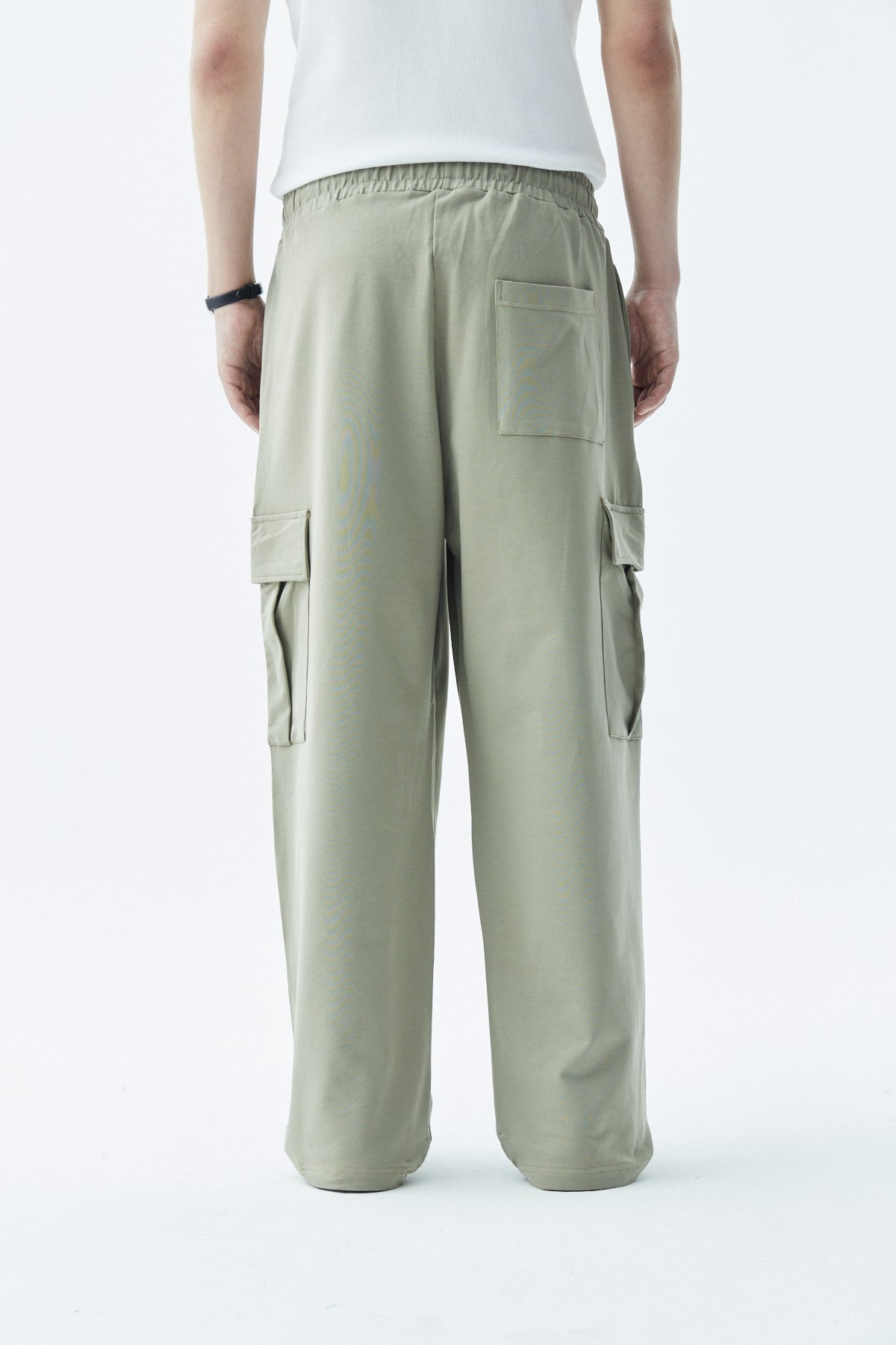 Waistband-Elastic Cargo Baggy Pants
