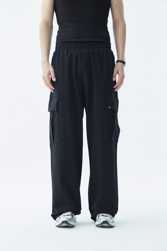 Waistband-Elastic Cargo Baggy Pants