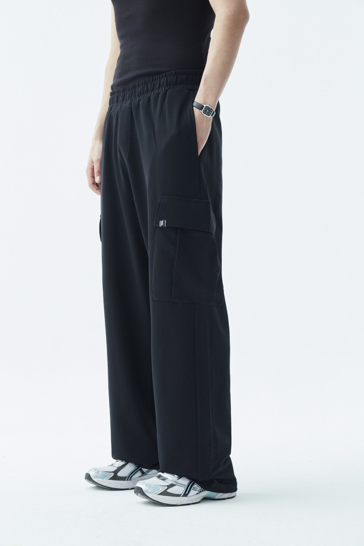 Waistband-Elastic Cargo Baggy Pants