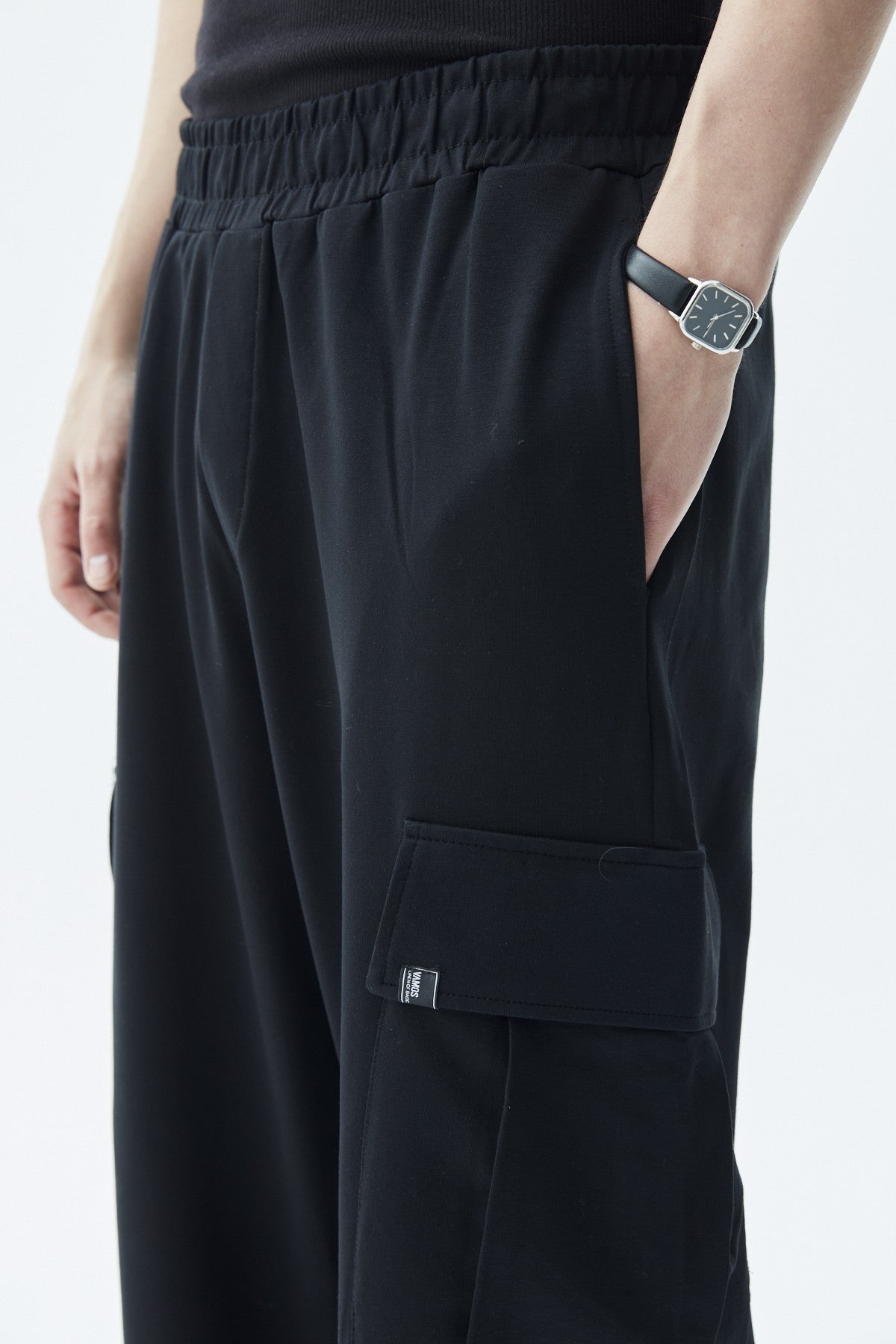 Waistband-Elastic Cargo Baggy Pants