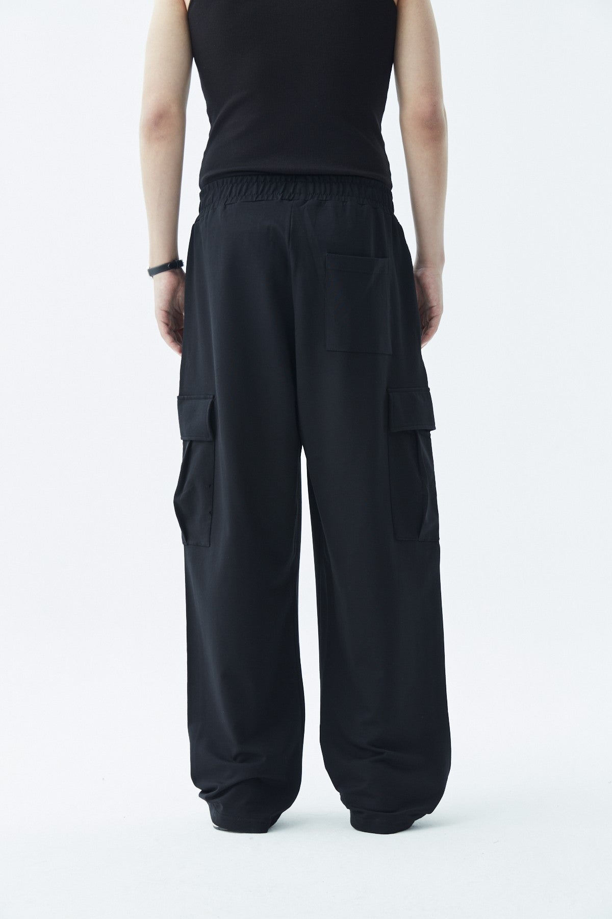 Waistband-Elastic Cargo Baggy Pants