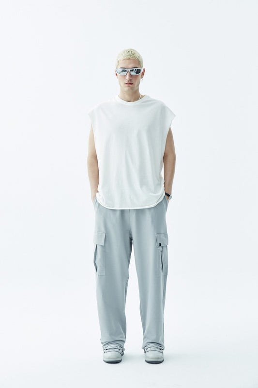 Waistband-Elastic Cargo Baggy Pants