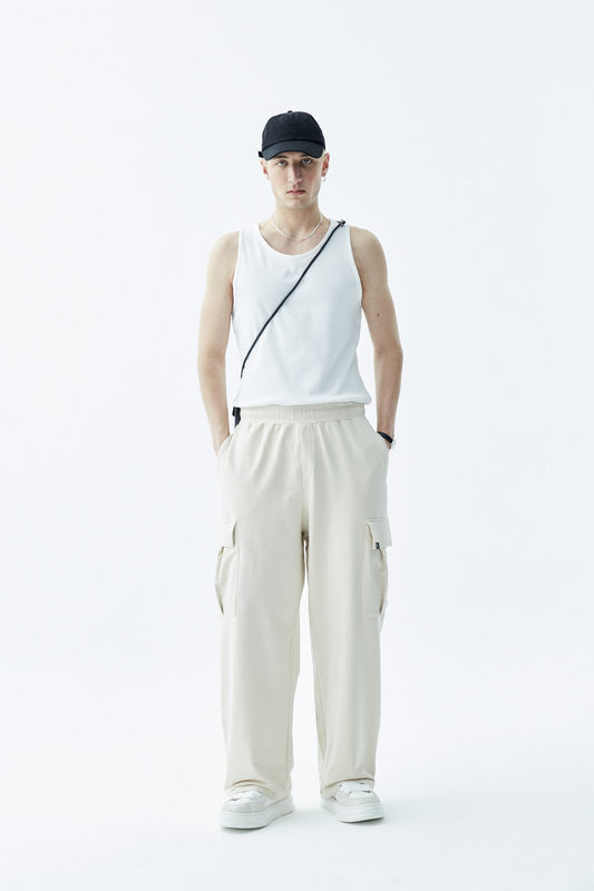 Waistband-Elastic Cargo Baggy Pants