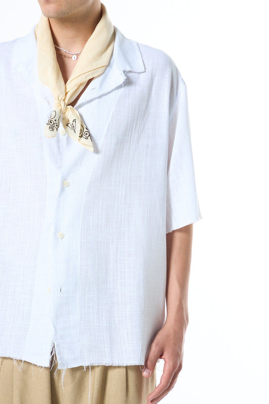 Seamless, Short-Sleeved, Pocketless, Oversized Linen Shirt