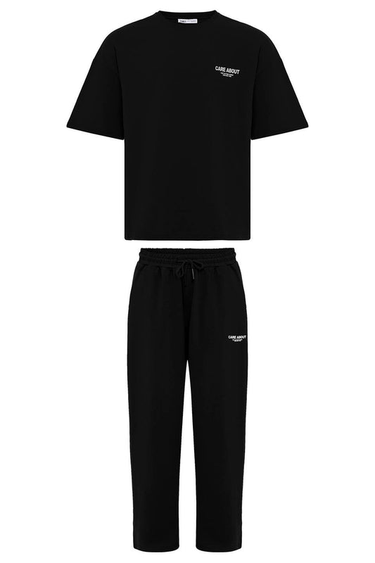 Care About Printed Oversized Sweatsuit Set - 40-573