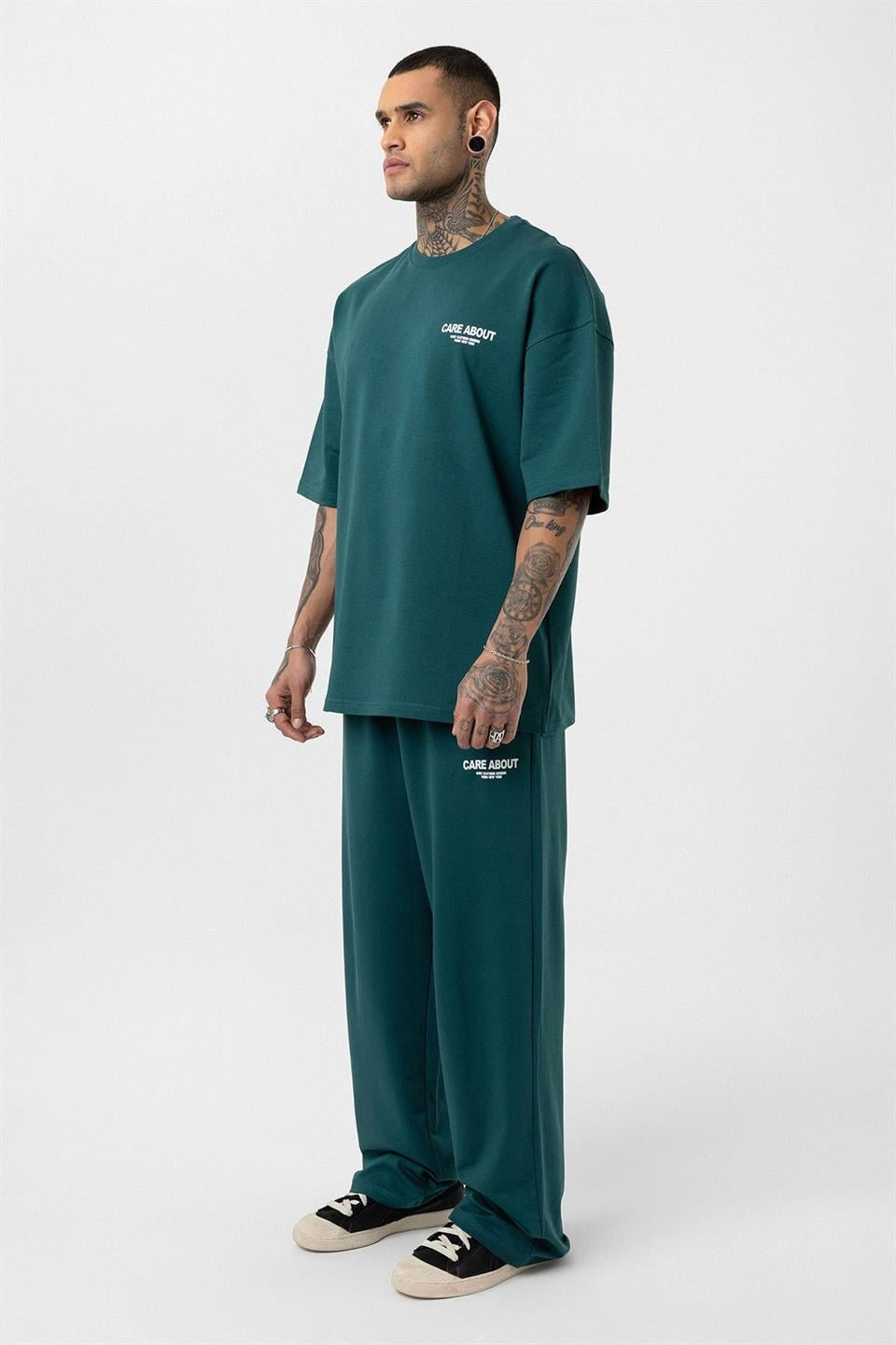 Care About Printed Oversized Sweatsuit Set - 40-573