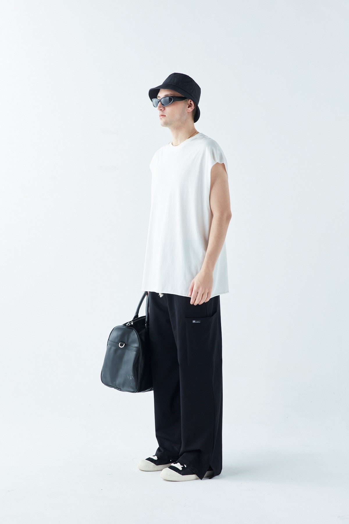Oversized Sweatpants with Cuffed Legs and Side Pockets