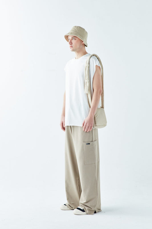 Oversized Sweatpants with Cuffed Legs and Side Pockets
