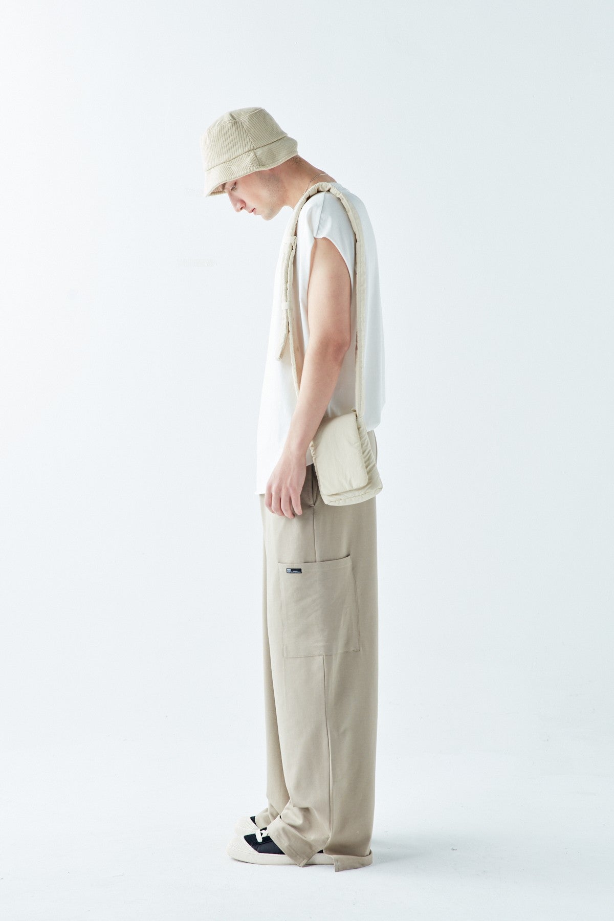 Oversized Sweatpants with Cuffed Legs and Side Pockets