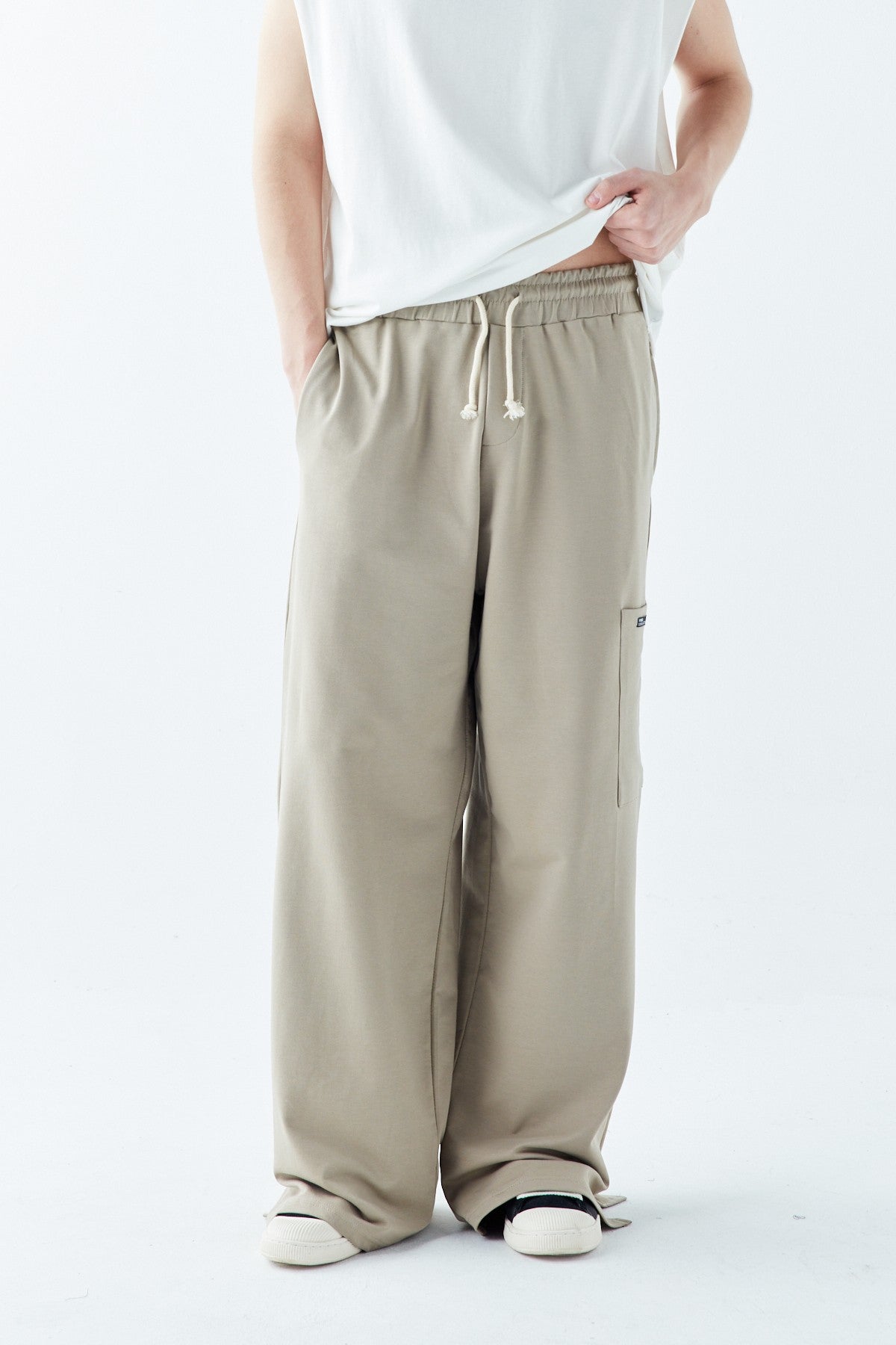 Oversized Sweatpants with Cuffed Legs and Side Pockets