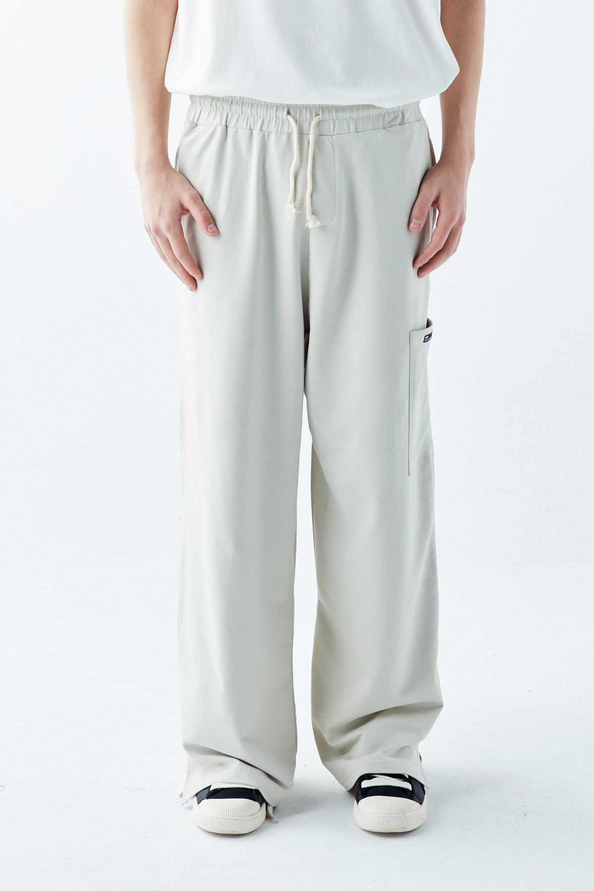 Oversized Sweatpants with Cuffed Legs and Side Pockets