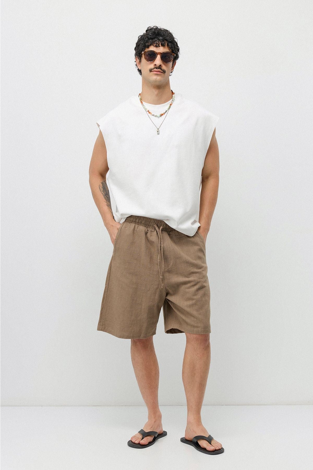 Basic Oversized Linen Shorts