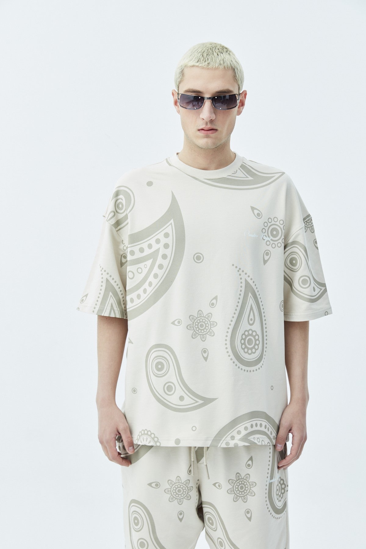 Oversized Patterned Shorts and T-Shirt Set