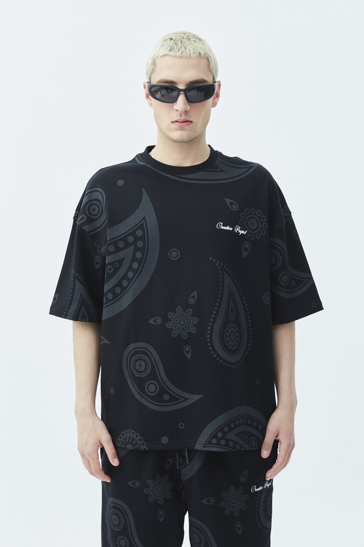 Oversized Patterned Shorts and T-Shirt Set
