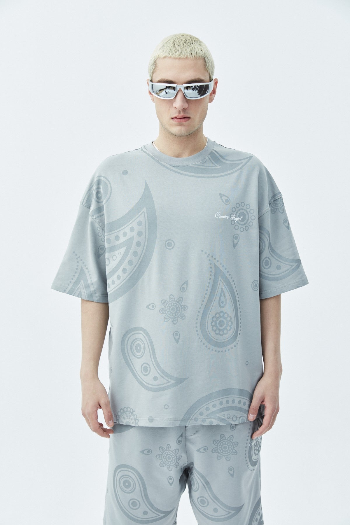 Oversized Patterned Shorts and T-Shirt Set