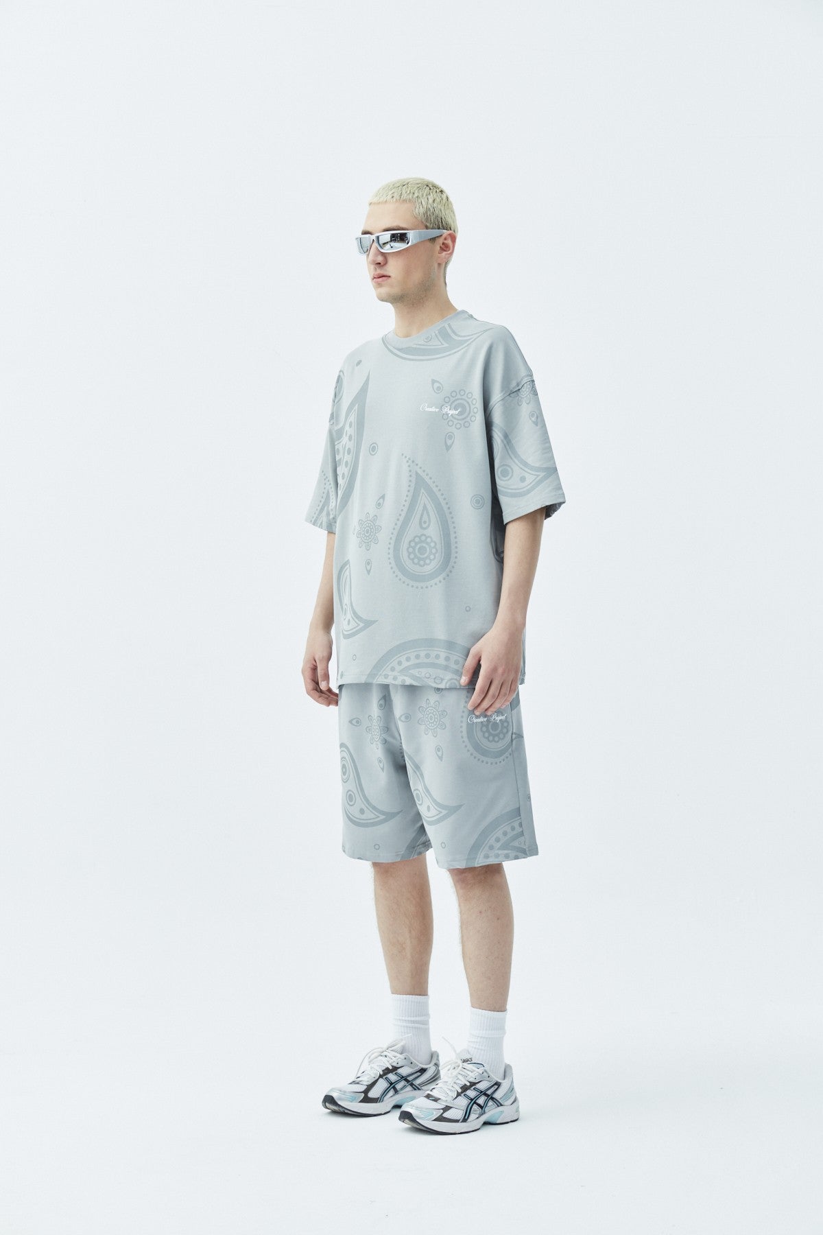 Oversized Patterned Shorts and T-Shirt Set