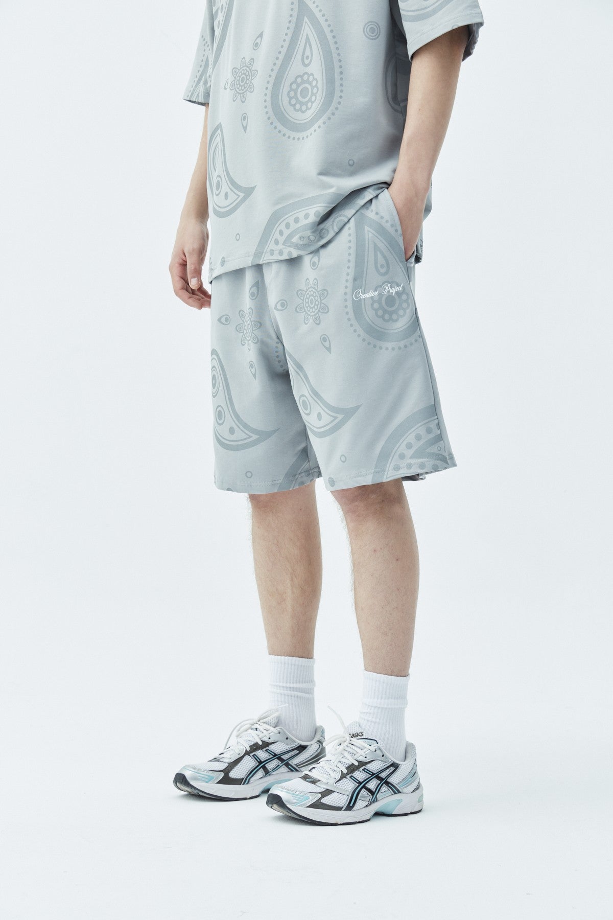 Oversized Patterned Shorts and T-Shirt Set