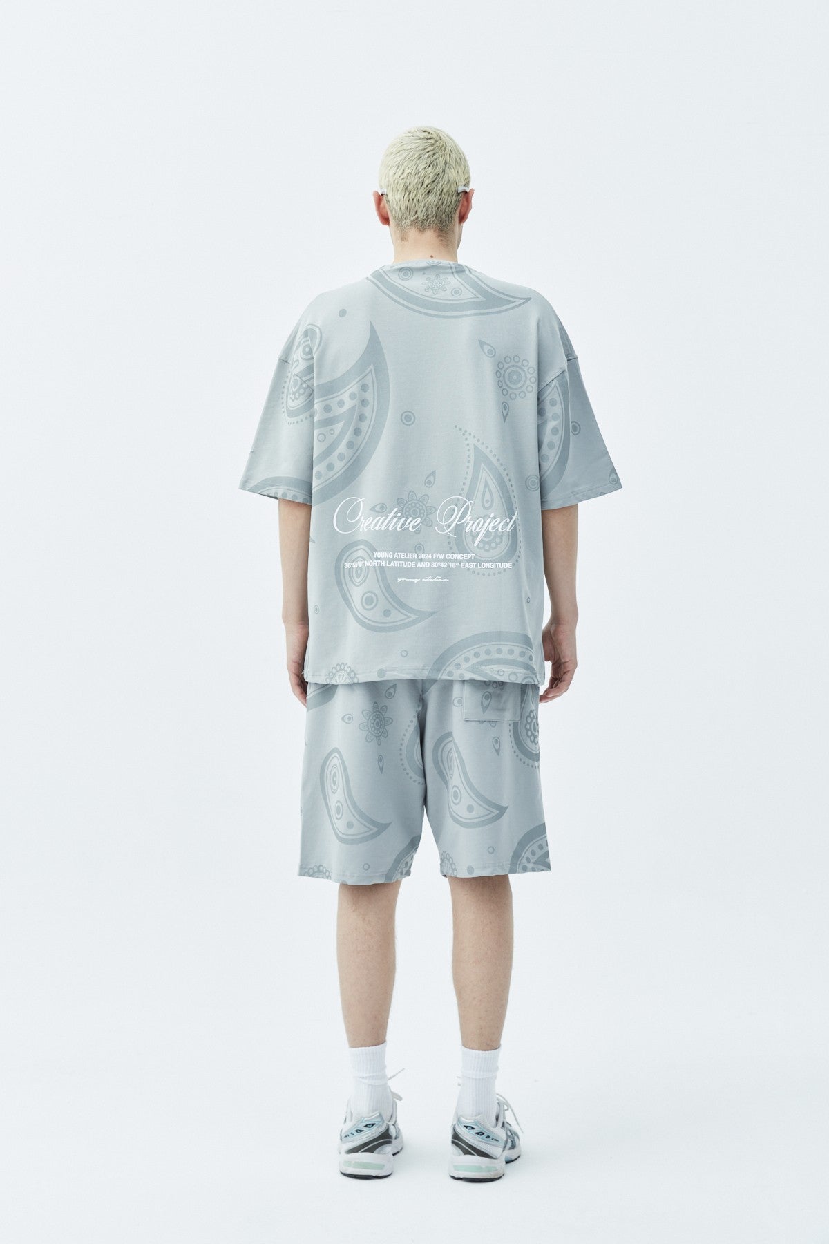 Oversized Patterned Shorts and T-Shirt Set