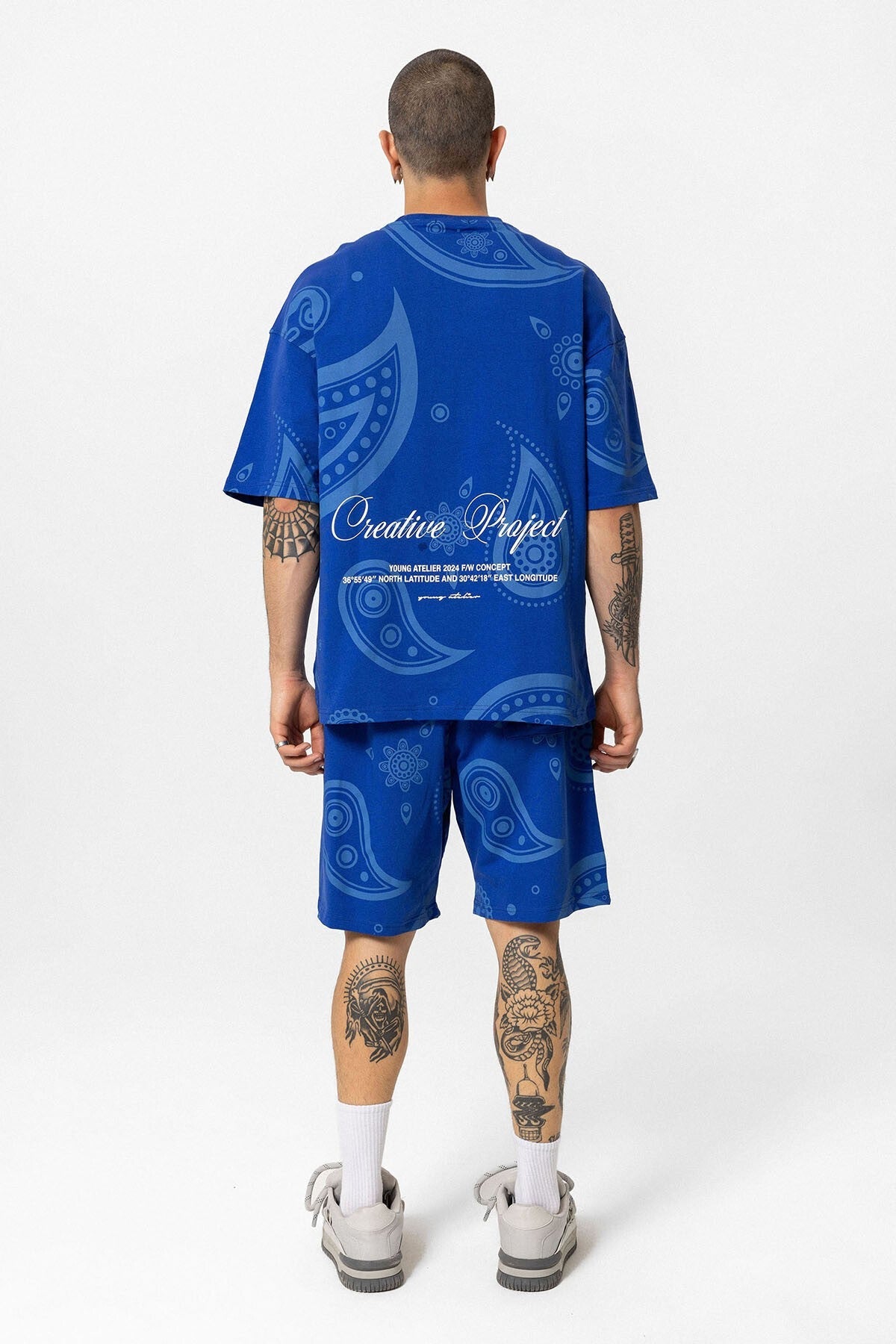 Oversized Patterned Shorts and T-Shirt Set