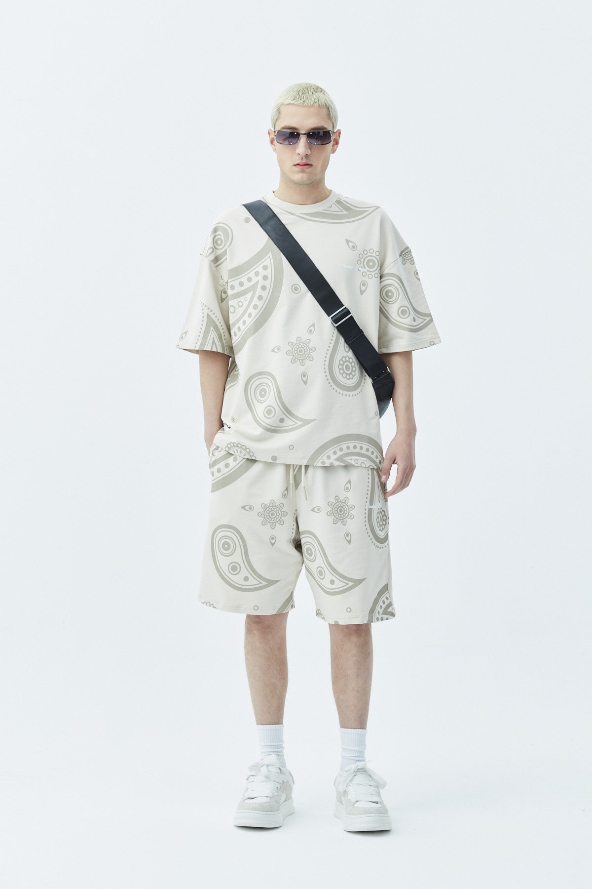 Oversized Patterned Shorts and T-Shirt Set